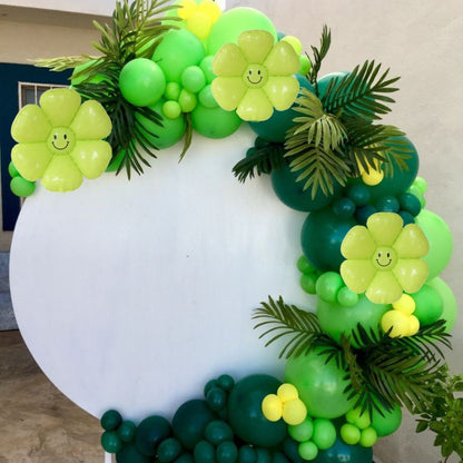 Smiley Flower Balloon Green - 18 inch