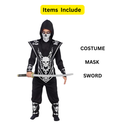 Ninja Fighter Ghost Costume - Size S - Age 3-5