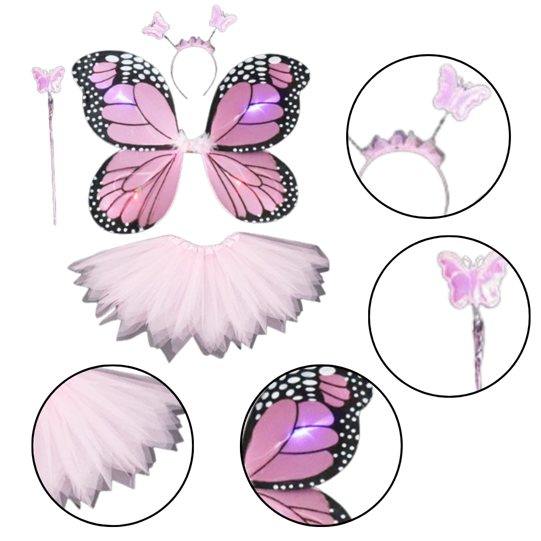 Butterfly Wings with Tutu, Headband &amp; Wand Set