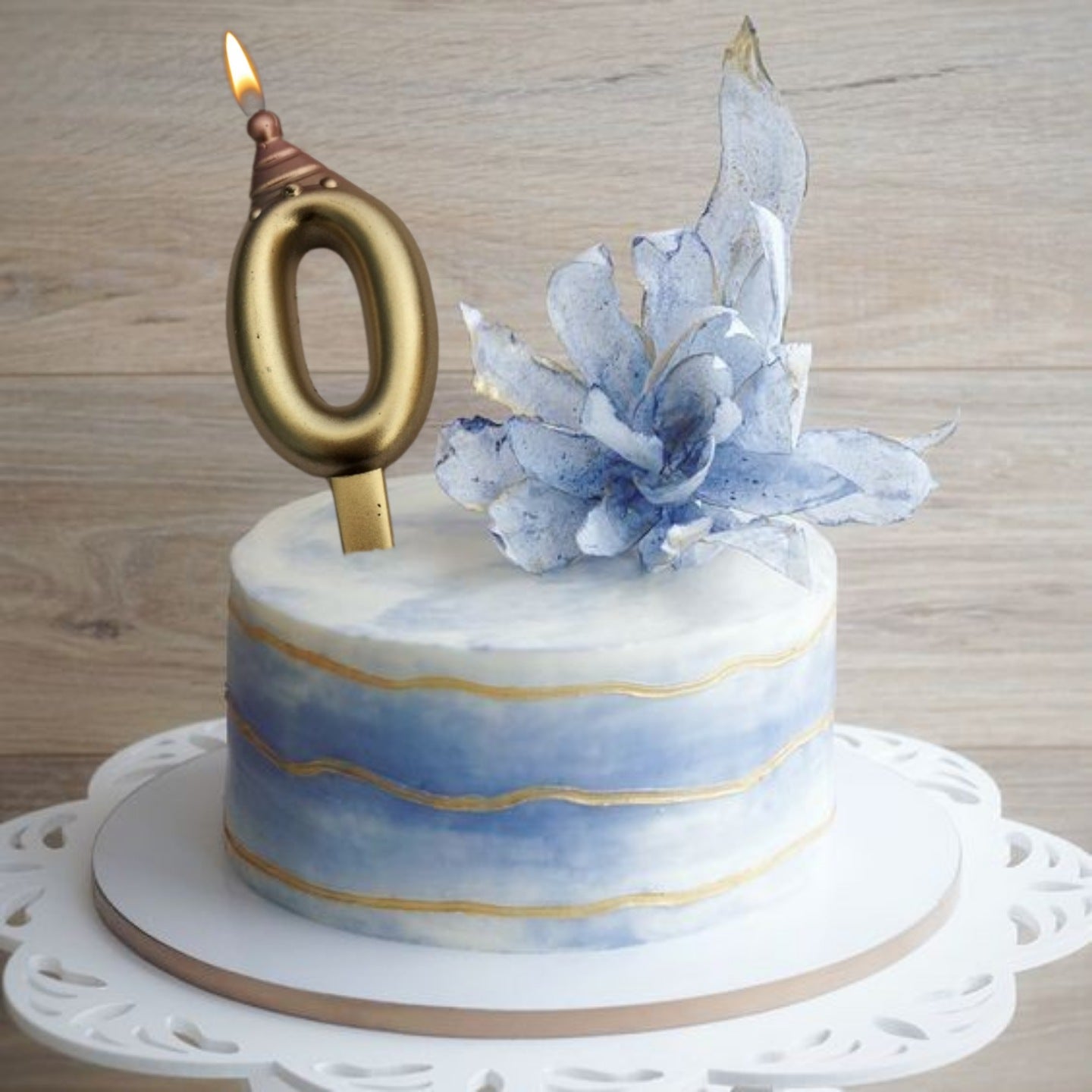 Golden Numerical Candles with Pink Hat