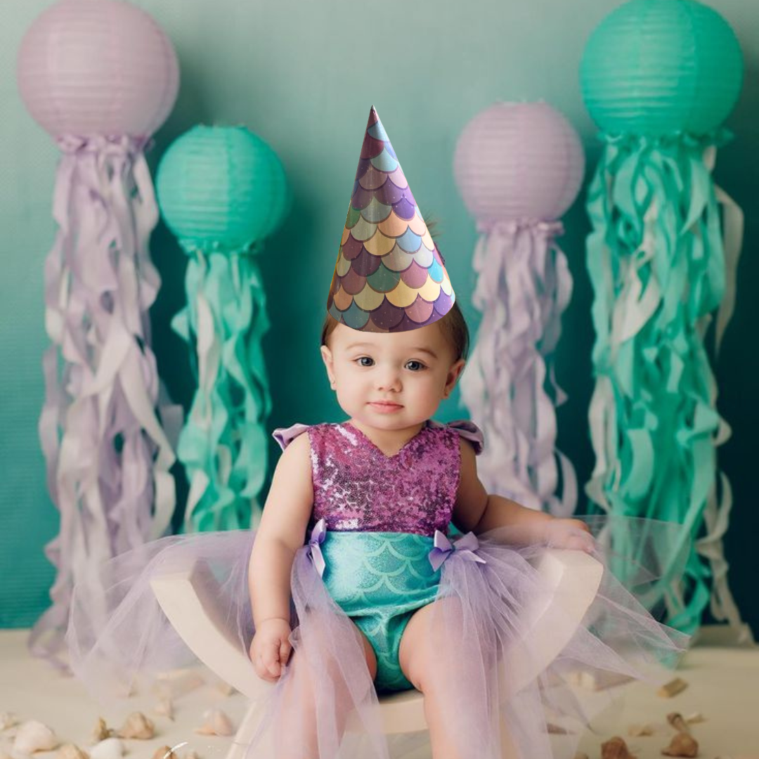 Mermaid Theme Party Hats - 8PC