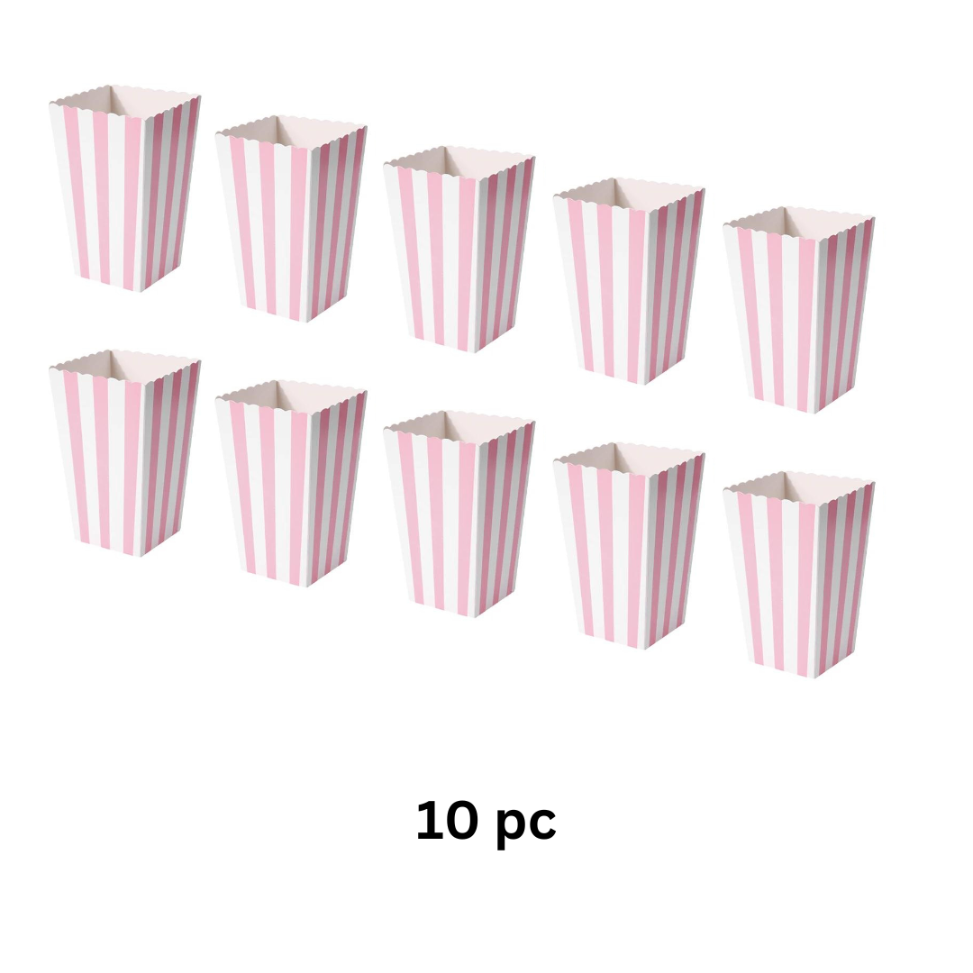 Striped Popcorn Holders Pink - 10PC