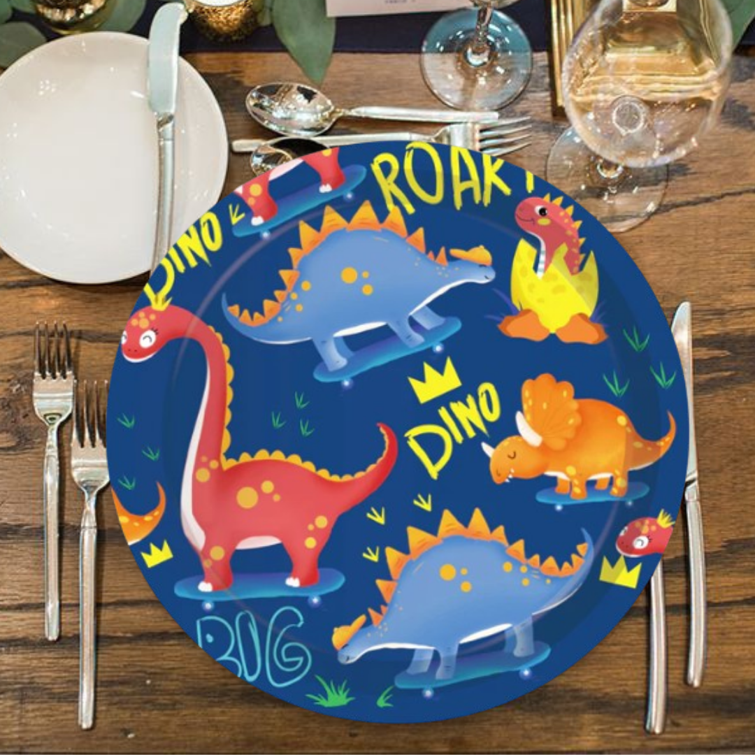 Dinosaur Theme Paper Plates  9"-Pack of 8