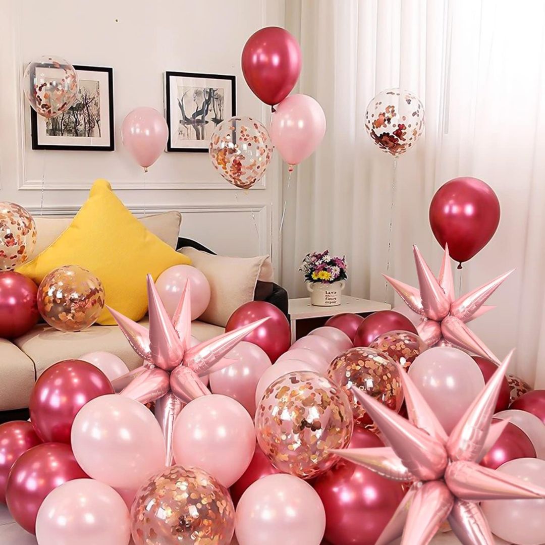 Explodng Rose Gold Star Balloon Hanging - 5D 26"