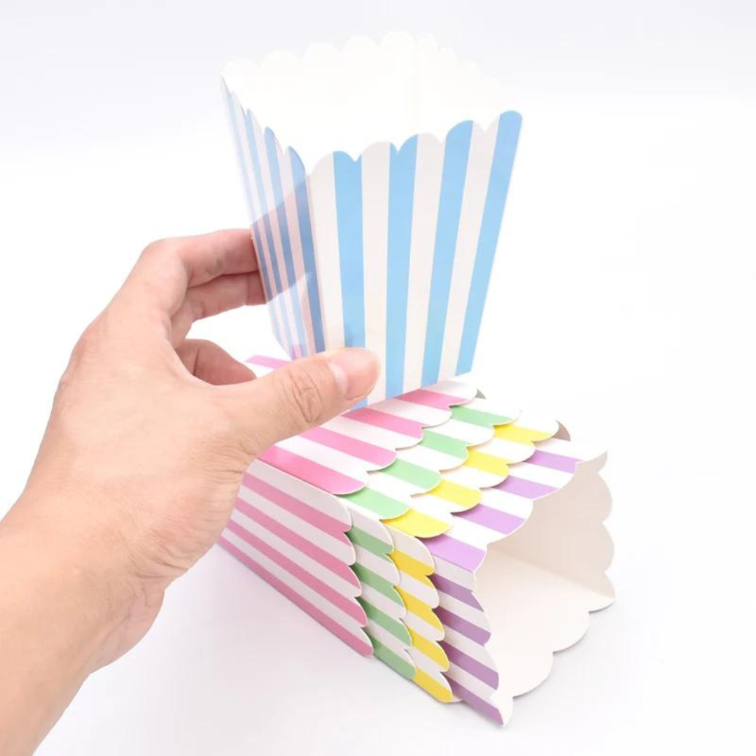 Striped Popcorn Holders Blue - 10PC