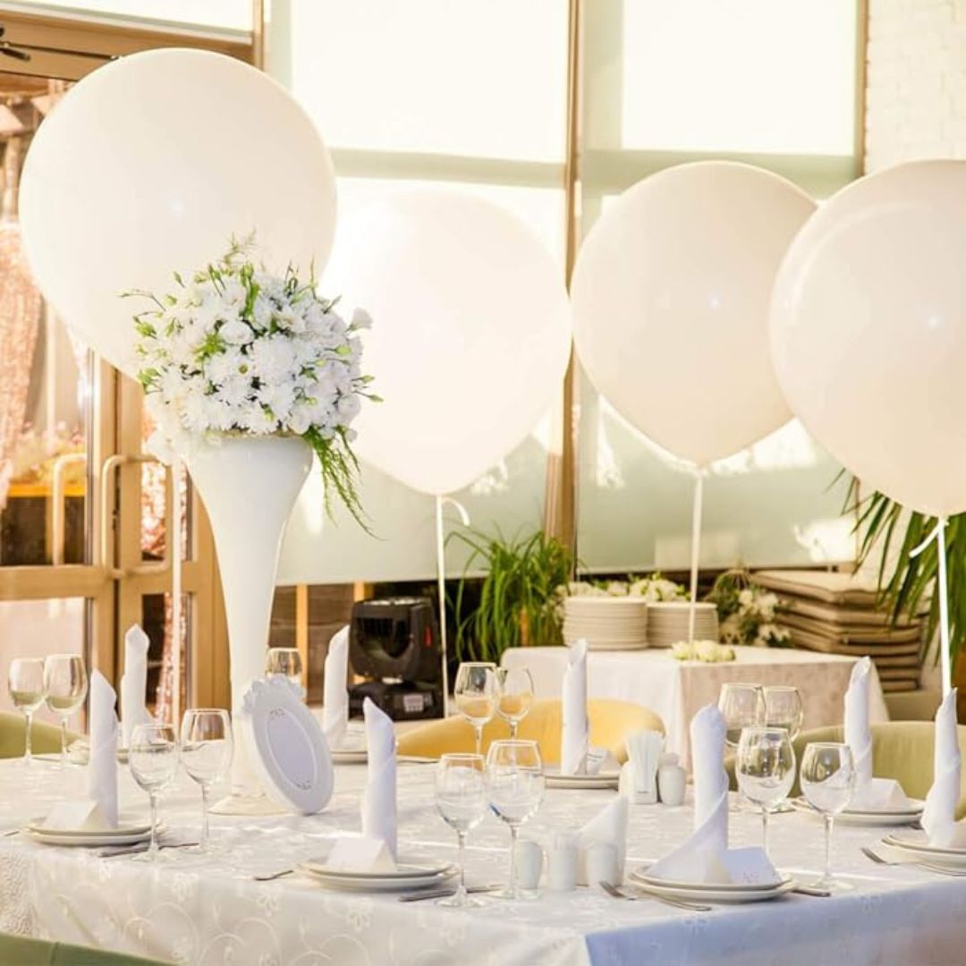 8" White Latex Balloon - 50ct