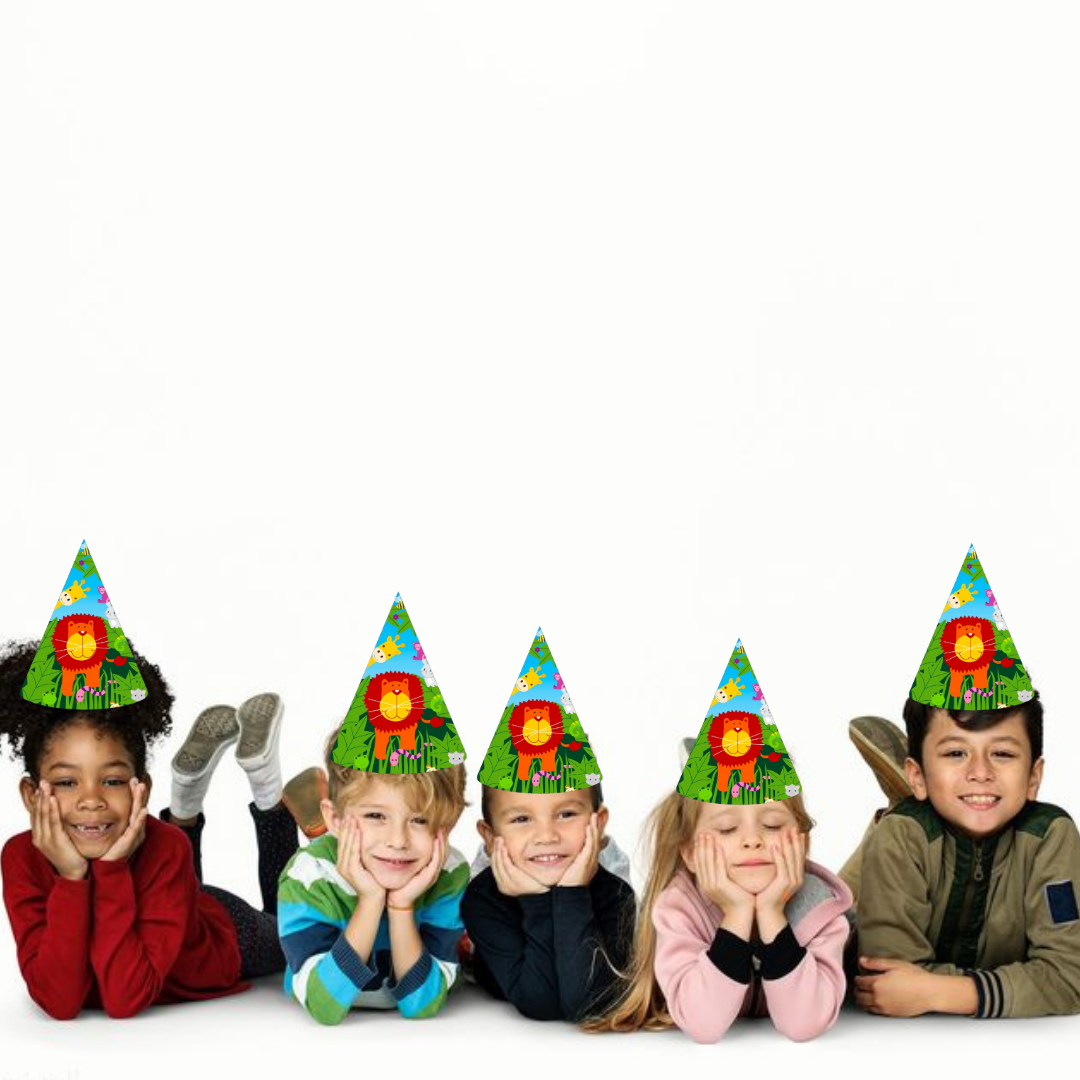 Jungle Animal Party Hats - 8PC