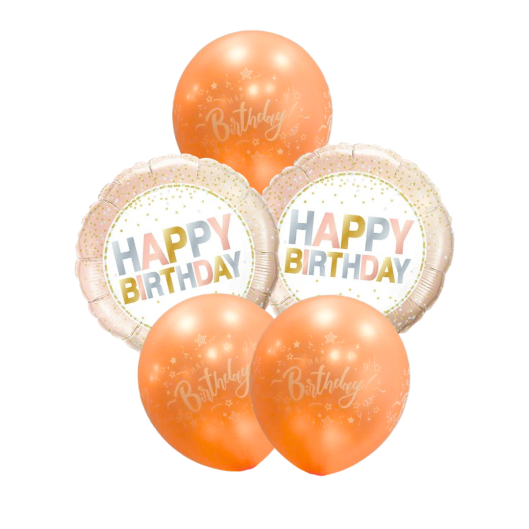 Rose Gold Happy Birthday Balloon Set - 5PC