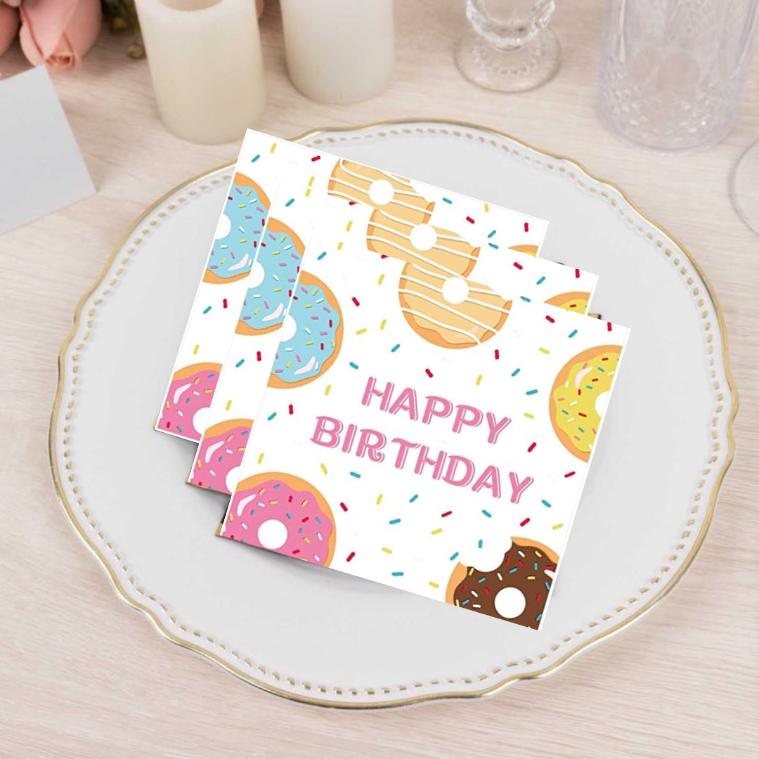 HAPPY BIRTHDAY Donut Theme Paper Napkins -Pack of 20