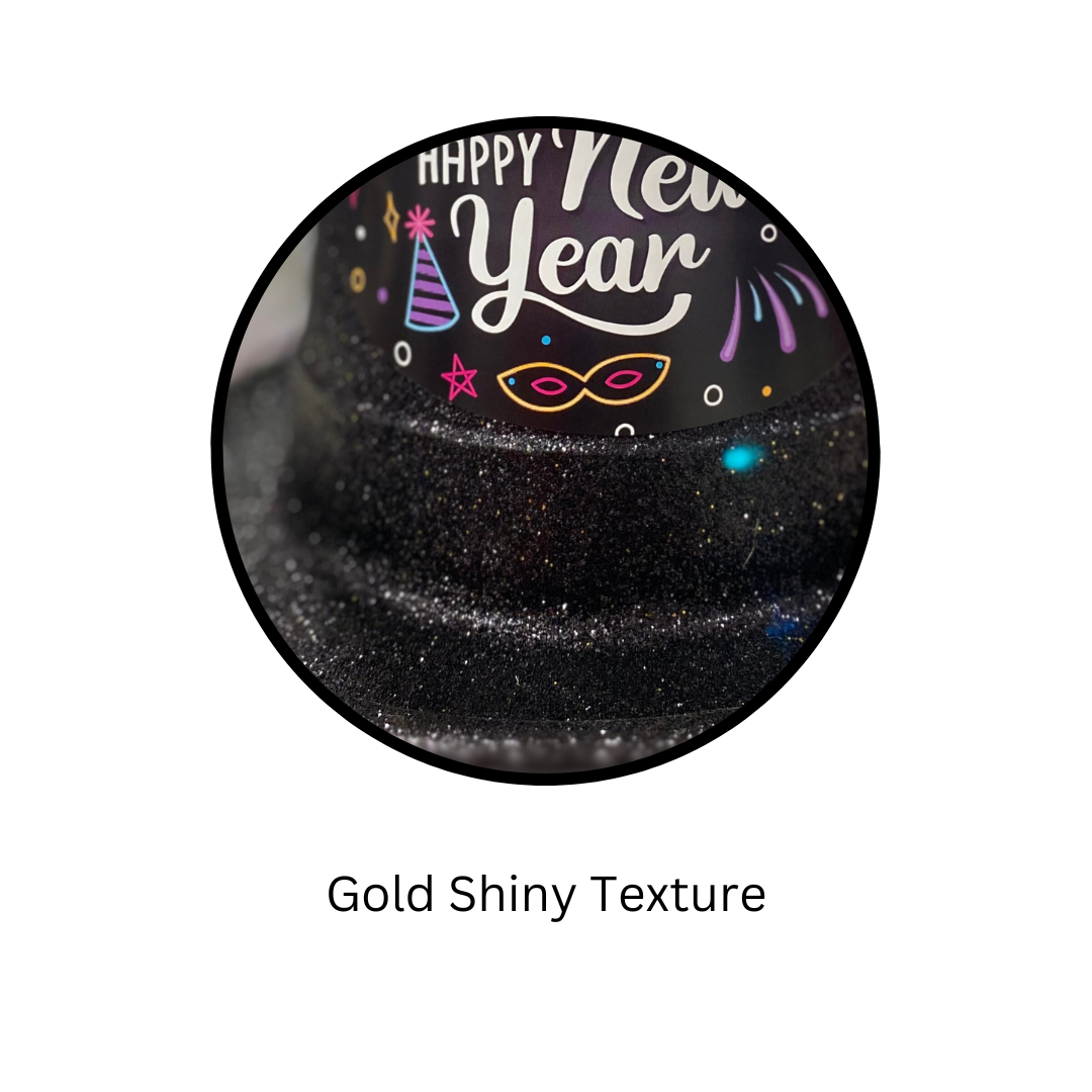 Happy New Year Glitter Hat Black