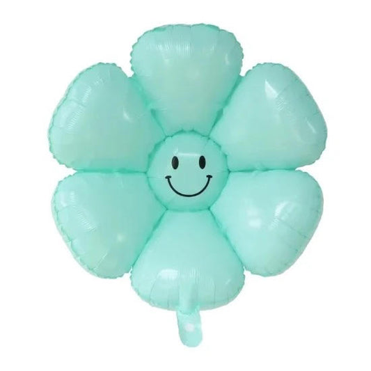 Smiley Flower Balloon Mint Blue - 18 inch