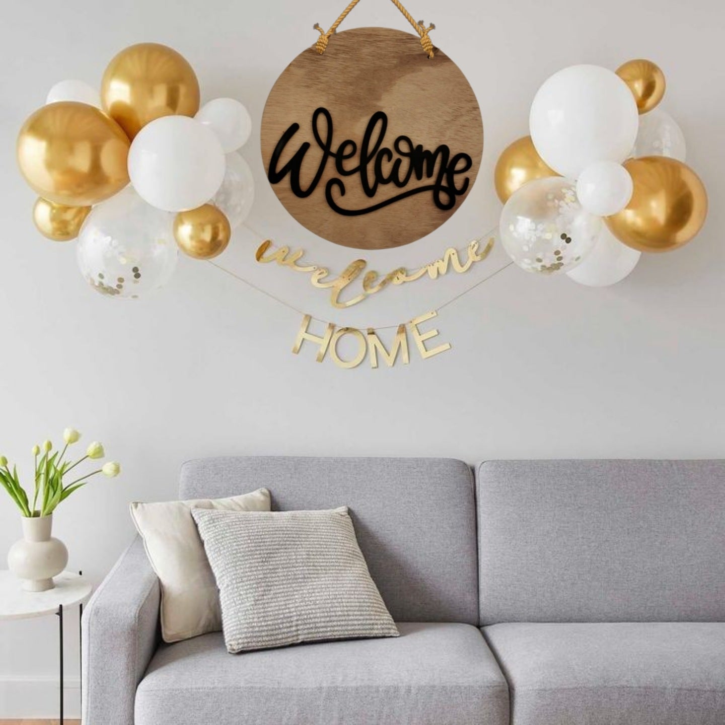 Round Wooden Welcome Sign Board - 15 inches