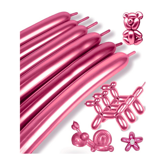 Chrome Pink Metallic Twisty Balloons - 10 PC