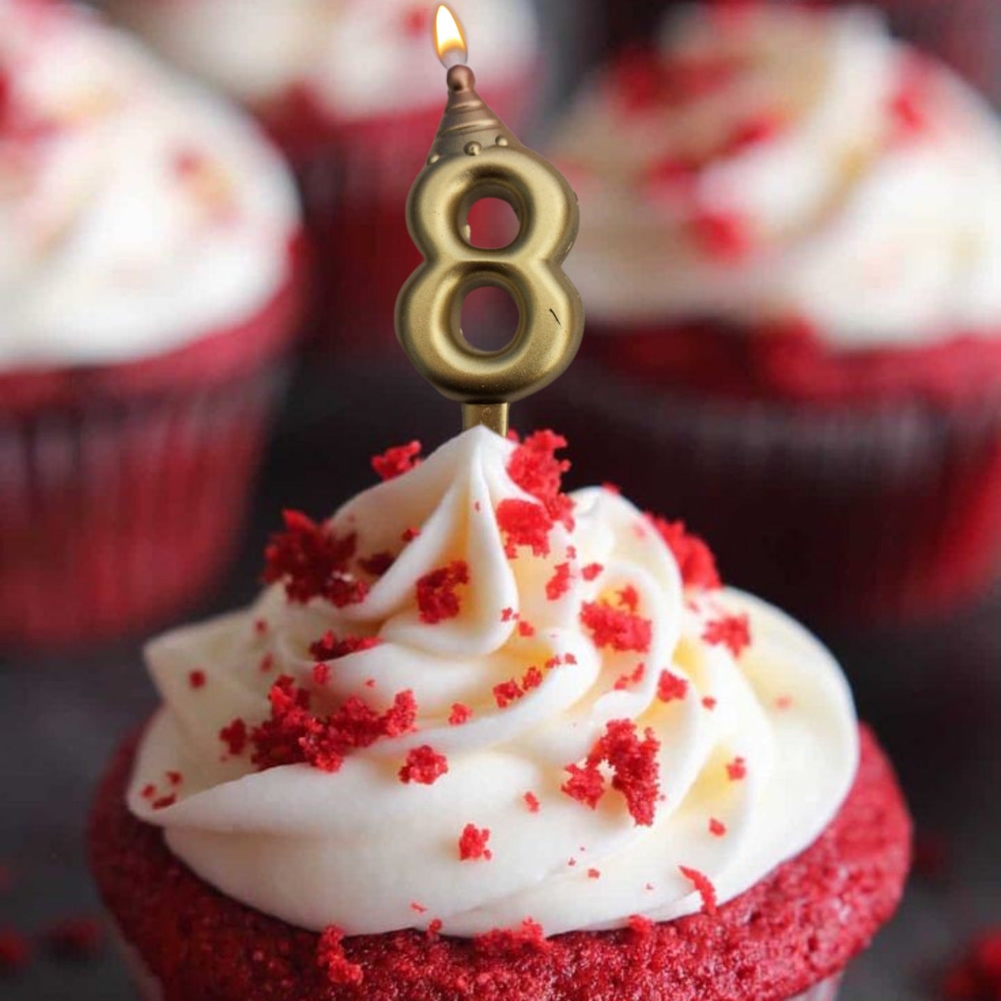 Golden Numerical Candles with Pink Hat