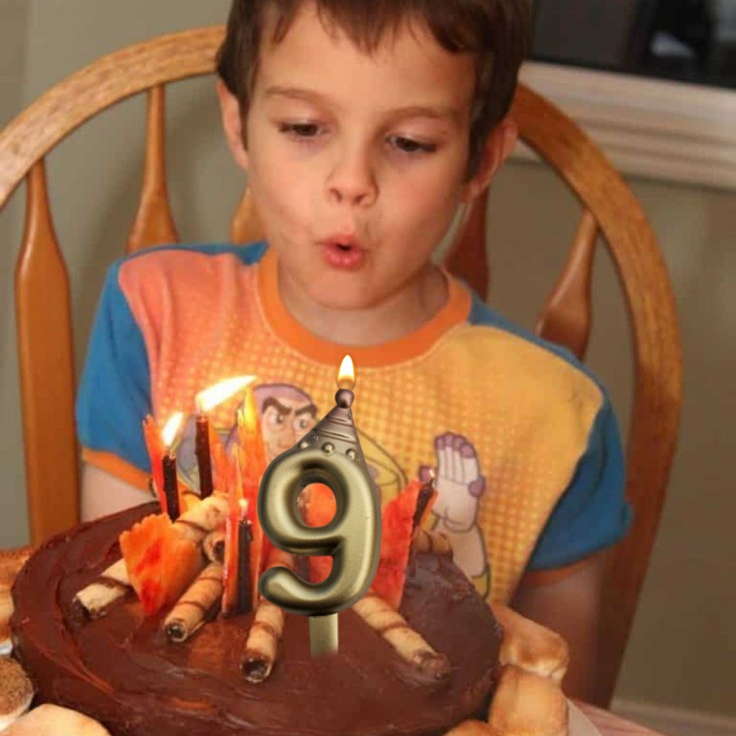 Golden Numerical Candles with Pink Hat