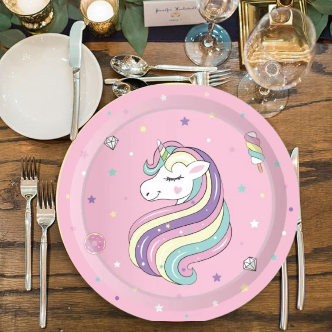 Unicorn Theme Paper Plates  9" - 8PC