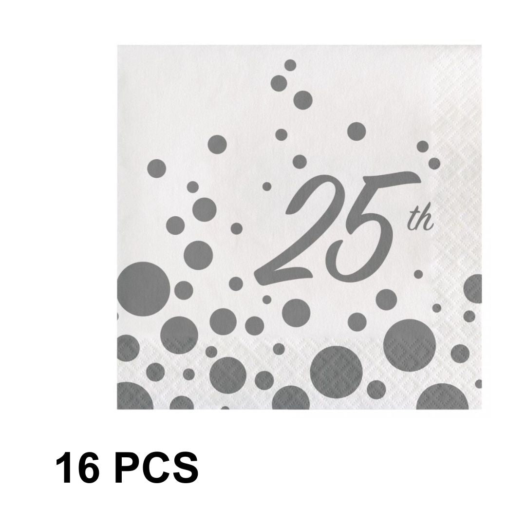 25th Anniversary Sparkle Shine Paper Napkins - 16PC