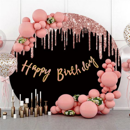 Happy Birthday Cursive Glitter Pink &amp; Gold Banner -6 FT