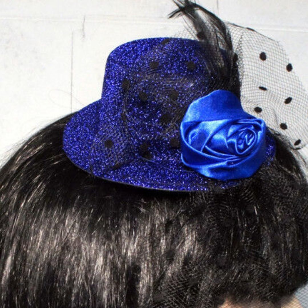 Blue Clip Top Net Headband