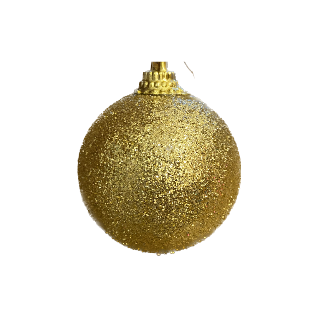 Christmas Tree Ornaments - Glitter Gold & White Balls - 6PC