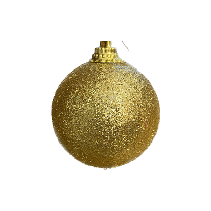 Christmas Tree Ornaments - Glitter Gold & White Balls - 6PC