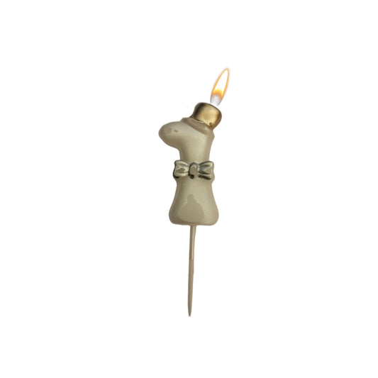 Metallic White Numerical Candle 1 with Golden Hat