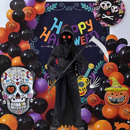 Halloween Backdrop with Cloth and Banner & Balloon