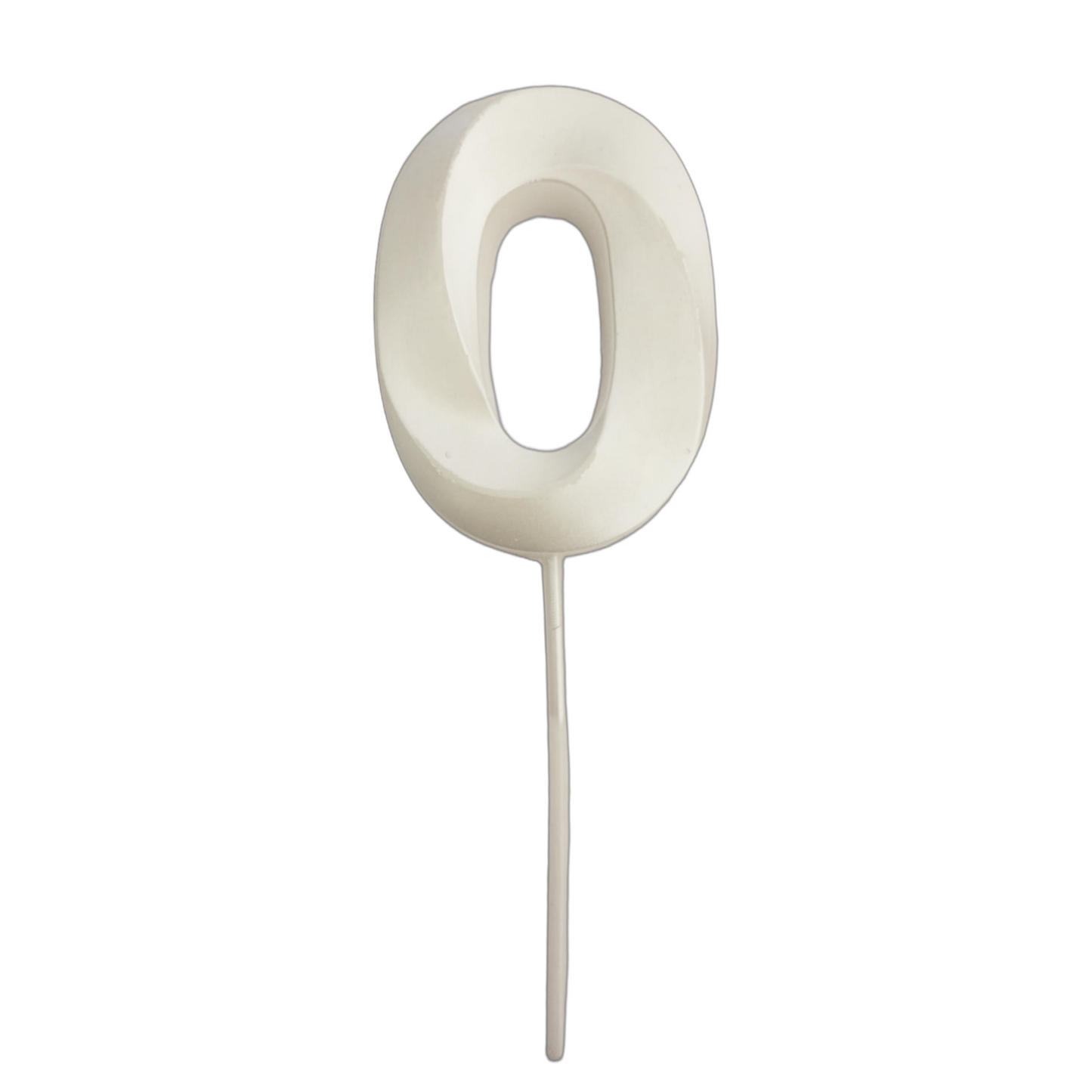 Metallic White Numerical No. 0 Stick Candle