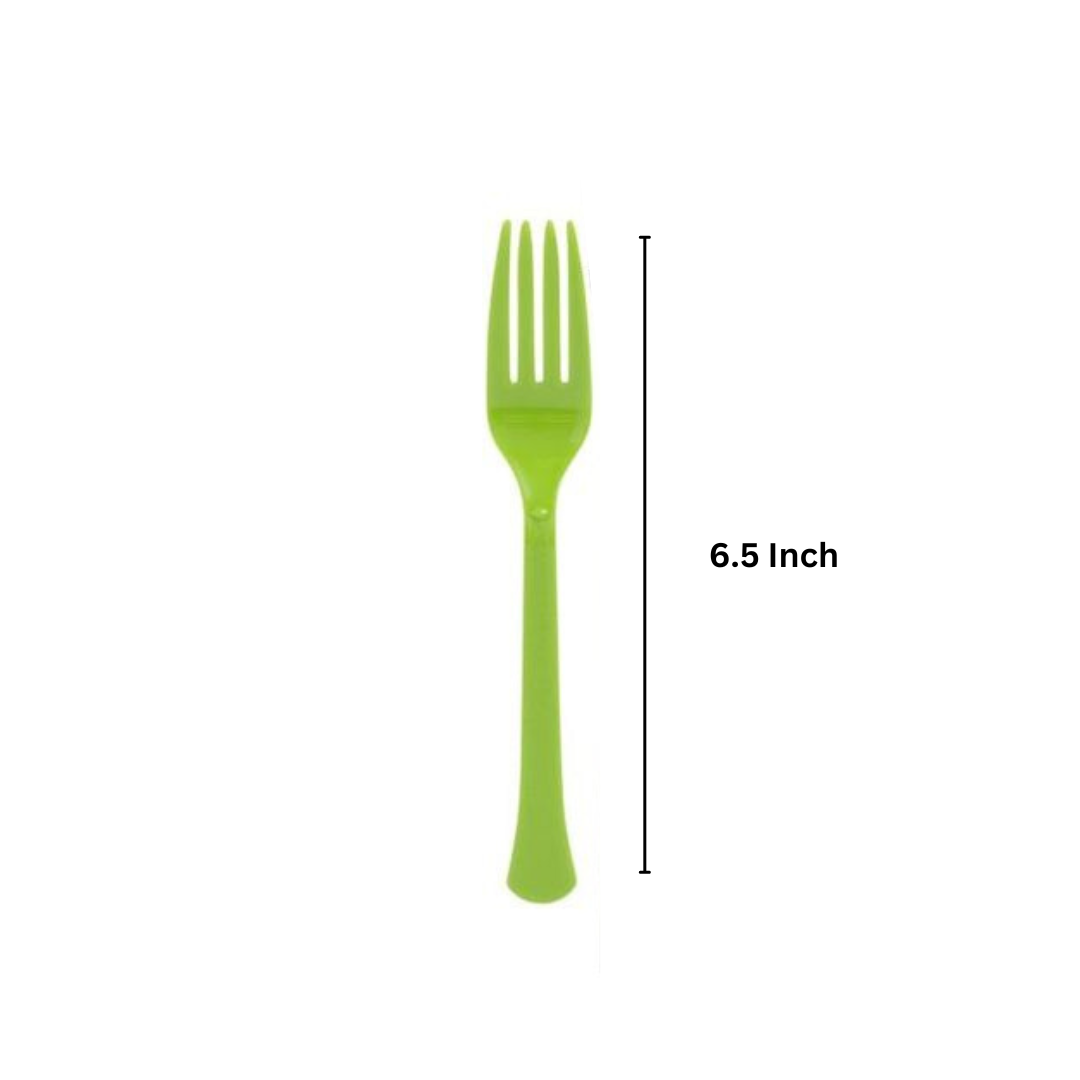 Sturdy Disposable Lime Green Forks - 20PC