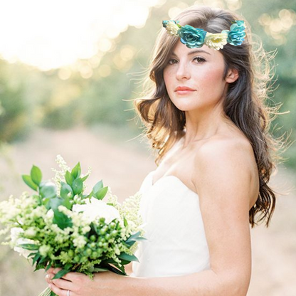 Sea Green Floral Tiara - 1PC