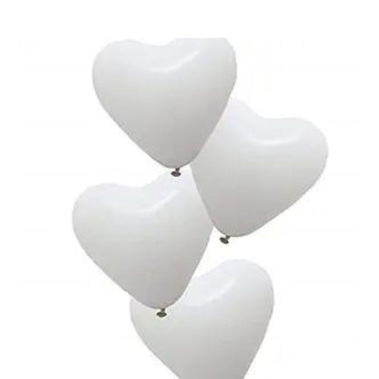 Helium Quality Heart Shape White Latex Balloon 15" - Pack of 6