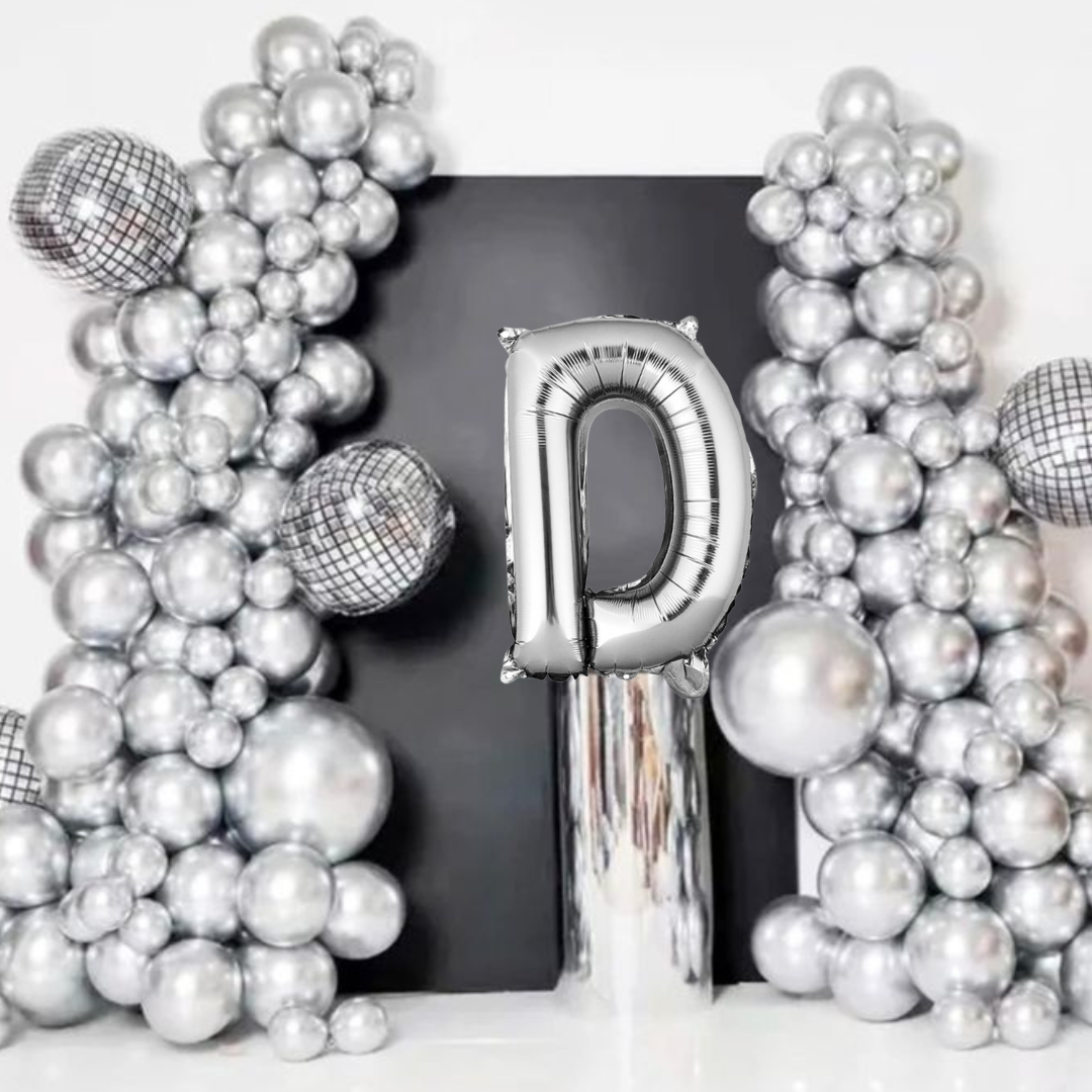 16 Letter D Silver Balloons