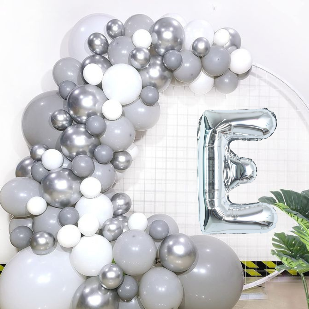 16 Letter E Silver Balloons