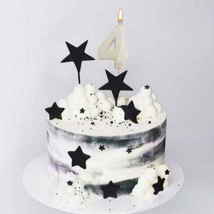 Metallic White Numerical No. 4 Stick Candle