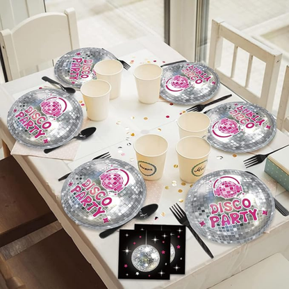 Disco Theme Party Paper Plates -Pack of 8, 9"