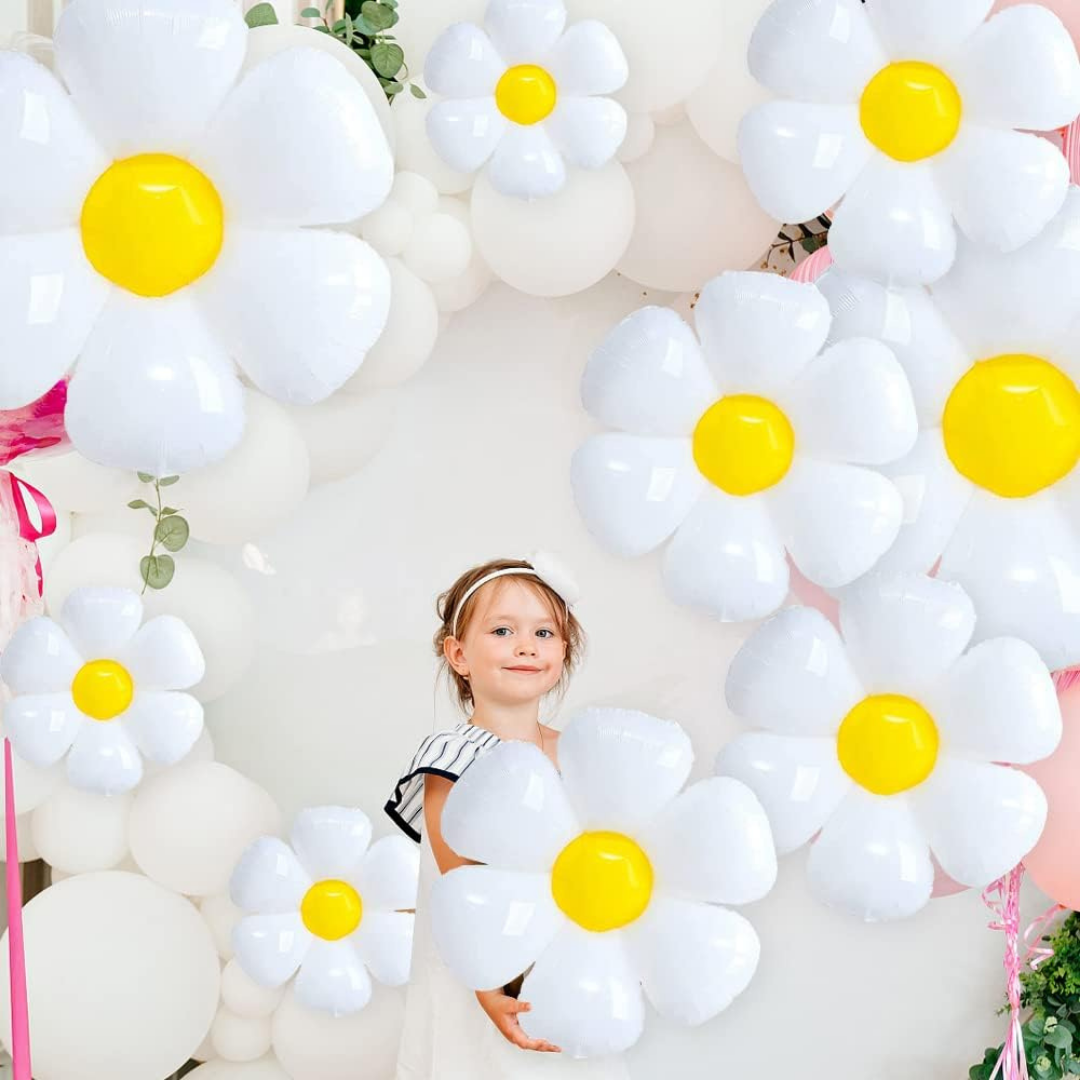 Super Shape White Daisy Flower Shaped Balloon 42"