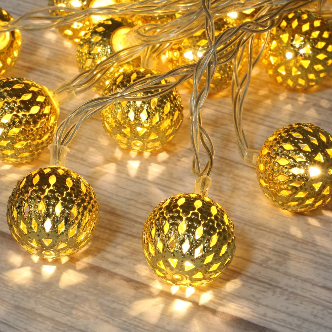 Moroccan Ball Disco LED String Lights-14 Ft,10 LED Disco Globe balls for Home Decoration