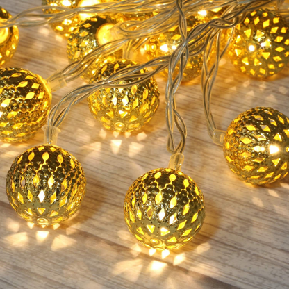 Moroccan Ball Disco LED String Lights-14 Ft,10 LED Disco Globe balls for Home Decoration