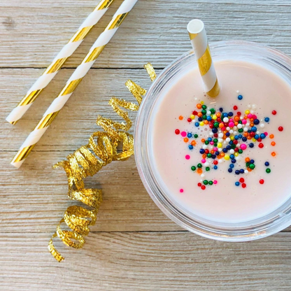 Gold &amp; White Straws - 24PC