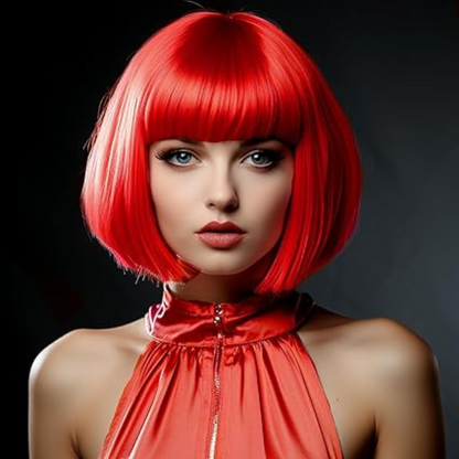 Colored Blunt Cut Wig Red