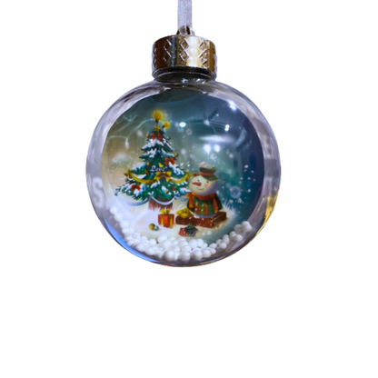 Transparent Snowy Snowballs Hanging with Santa and Snowman - 1P