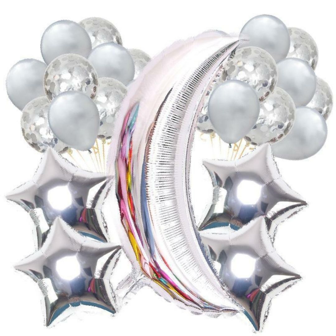 17" Silver Crescent Moon Shape Balloon