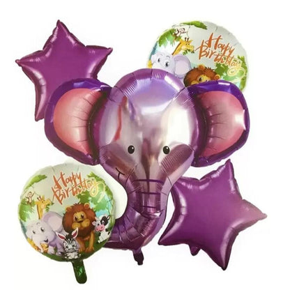 Jungle Animal Elephant Birthday Balloon Set Of 5