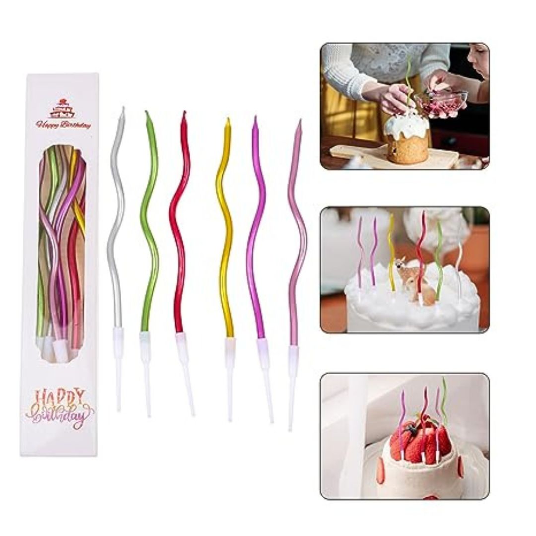 Curly Multicolor Candle -12PC