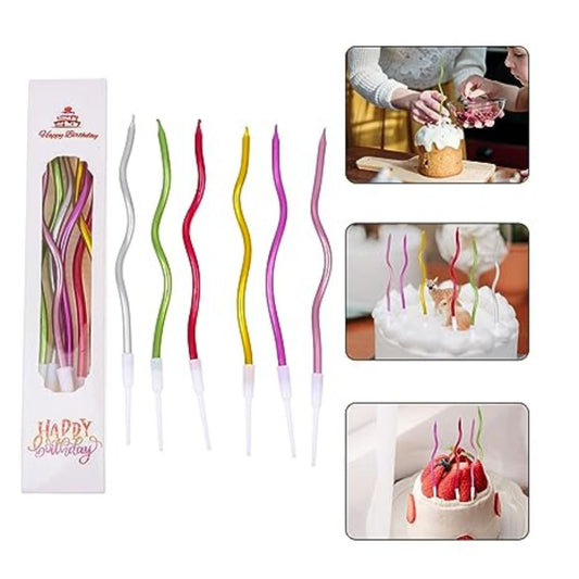 Curly Multicolor Candle -12PC