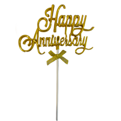 Happy Anniversary Cake Topper Gold