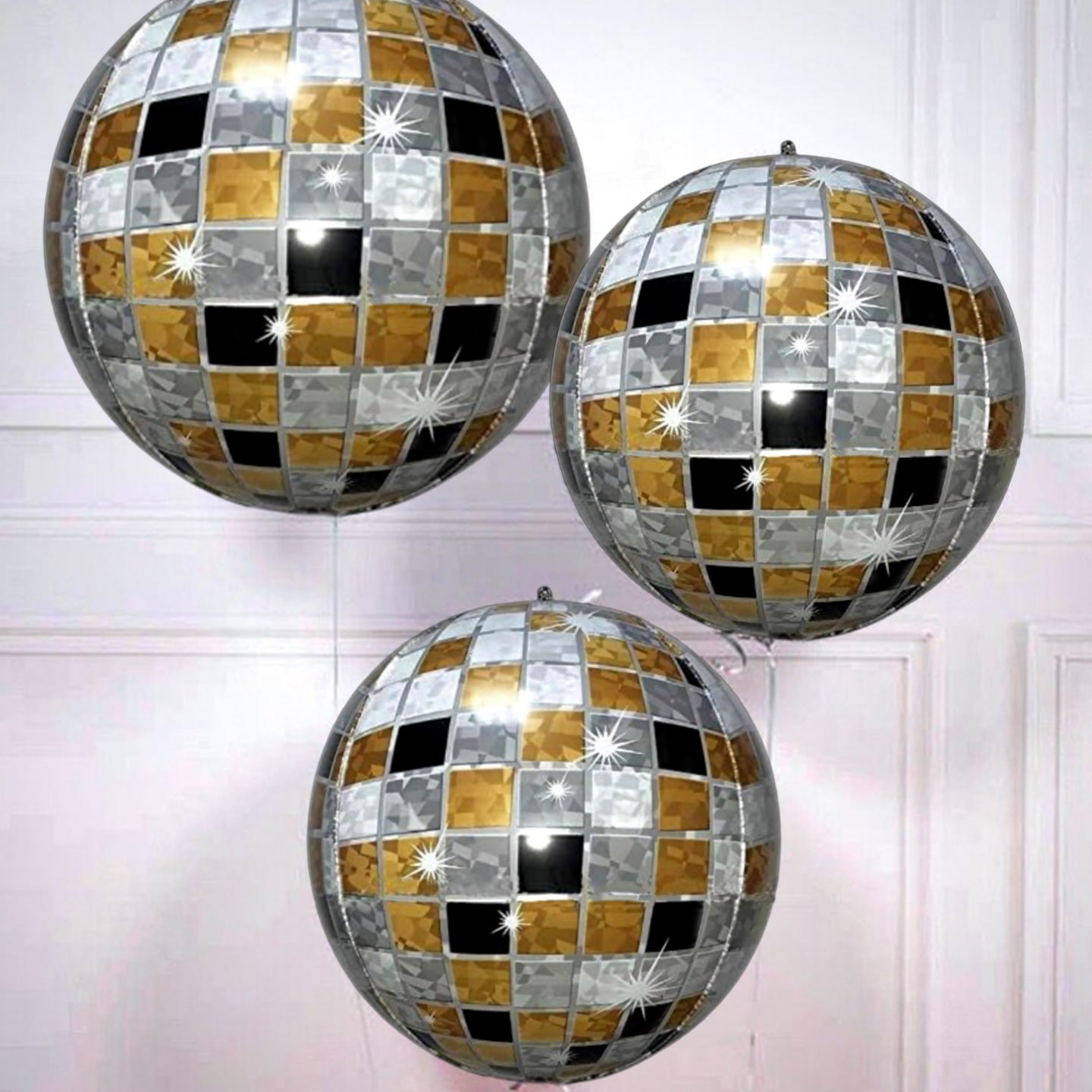 Disco Ball Balloon Gold/Silver/Black 22" - 1PC