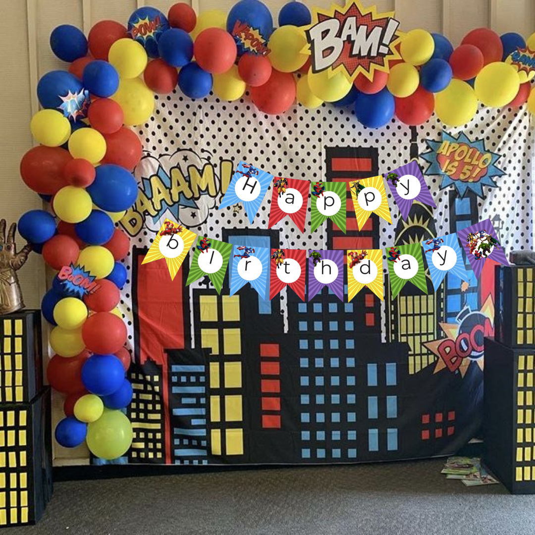 SuperHero Happy Birthday Banner