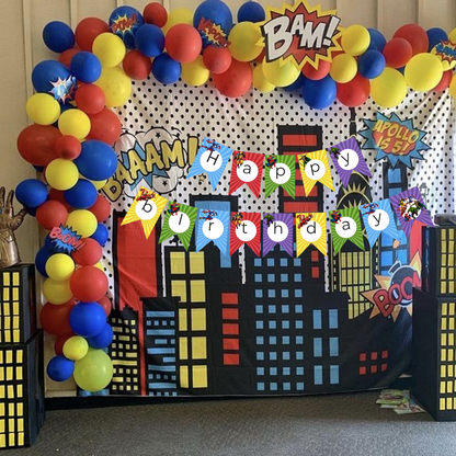 SuperHero Happy Birthday Banner