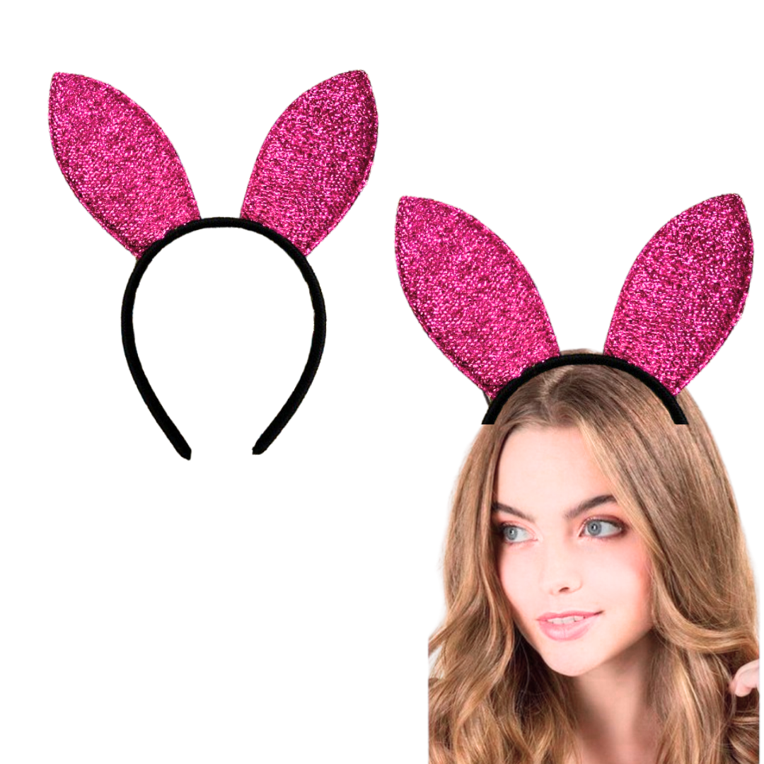 Play Boy Bunny Ears Shimmery Light Pink Headband - 1PC